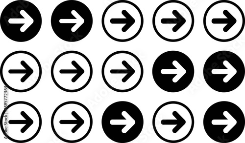 Arrow icon vector set right direction next button navigation