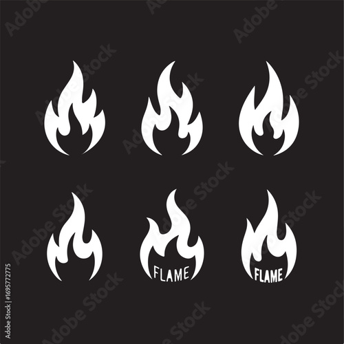 White Flame Icons and Logo Set 