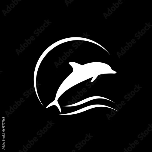 Dolphin logo icon isolated on black background
