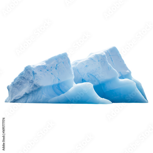 Stunning Glacial Ice Formation: Abstract Blue Iceberg Texture isolated on transparent background