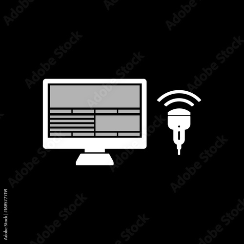 Ultrasound diagnosis icon isolated on black background