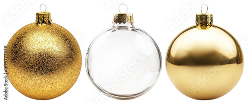 PNG Elegant gold and clear ornaments, element set on transparent background
