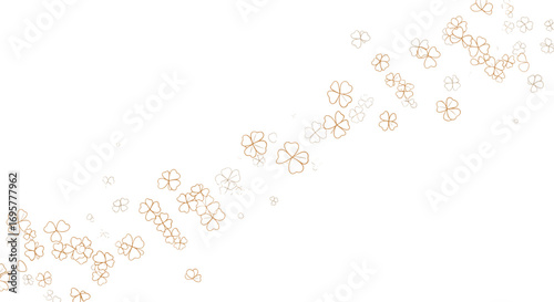 Elegant gold clover outlines drift across a clean white background, a symbol of luck and growth