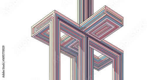 Abstract geometric construction with pastel lines creates modern, dynamic visual appeal