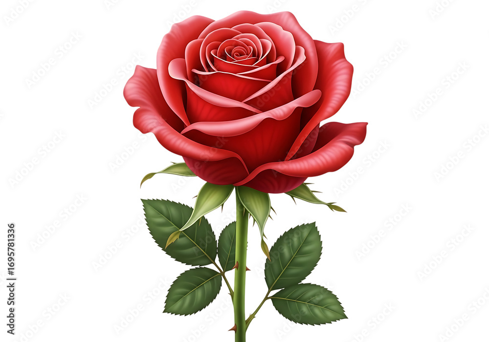 Fototapeta premium Single red rose on black background showcasing elegant bloom and stem