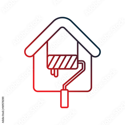 Paint Roller icon with white background vector stock illustration