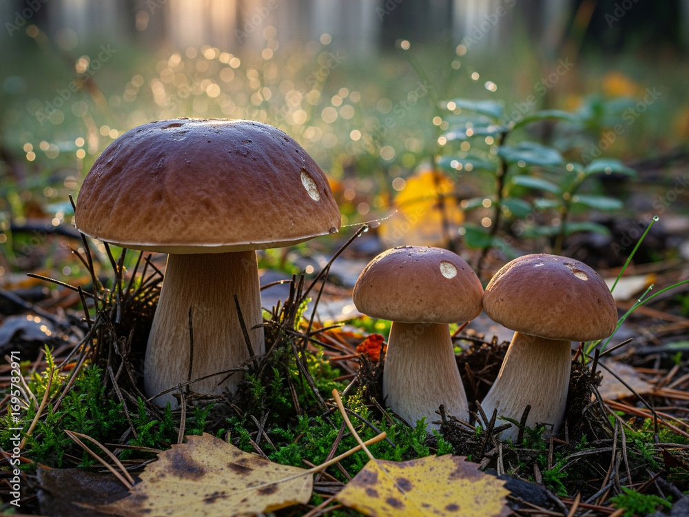 Fototapeta premium porcini mushrooms in the grass
