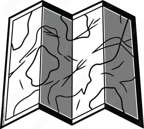 Folded map with topographic contour lines it is a navigational tool used to show elevation changes in a specific area