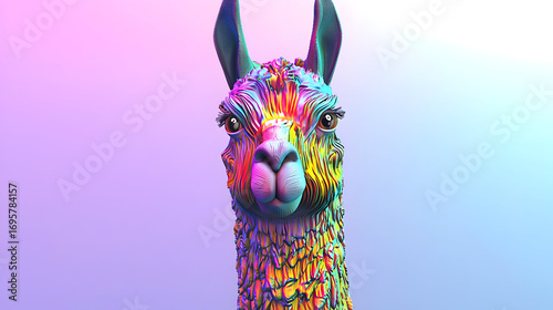 Colorful Pixel Art Llama Portrait