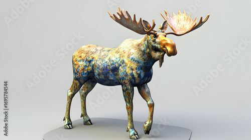 Colorful Pixelated Moose Portrait
