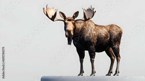 Brown Moose Standing On Rock