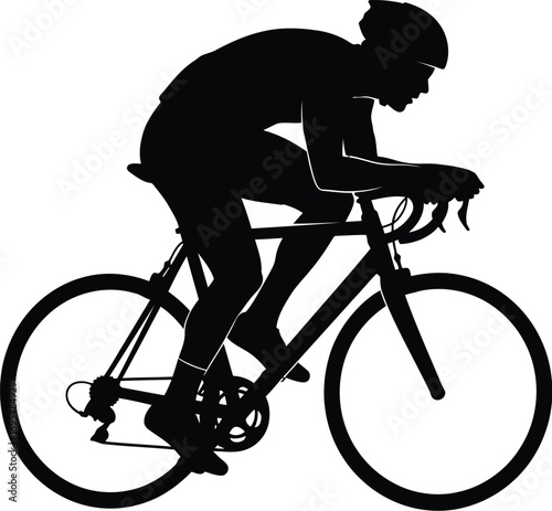 Silhouette of a cyclist riding a bicycle an athlete in motion, pushing limits in a race or training