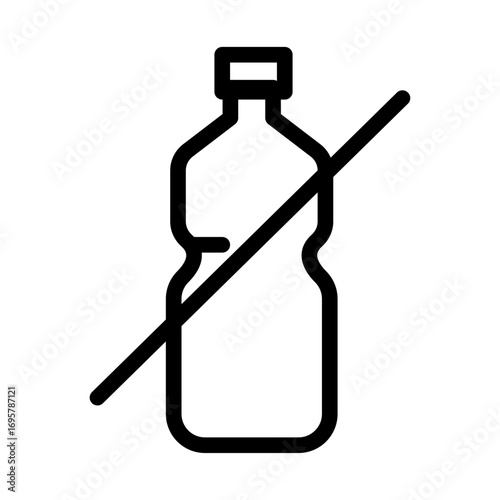 No Plastic Bottle Line Icon of Waste Management Icon Set