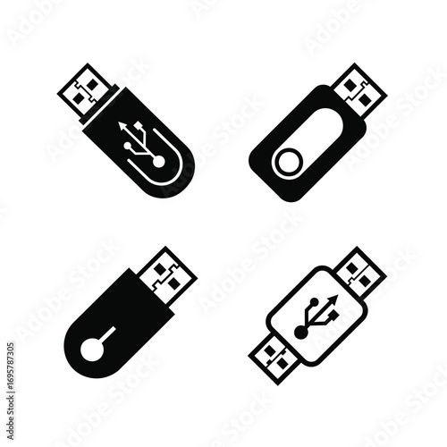 USB Flash Drive Icons Four Different Styles for Your Projects