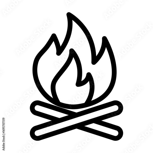 Campfire Line Icon of National Parks Icon Set