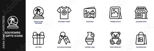 Souvenirs & Gifts Line Icon Set