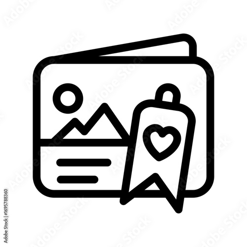 Postcard Line Icon of Souvenirs & Gifts Icon Set