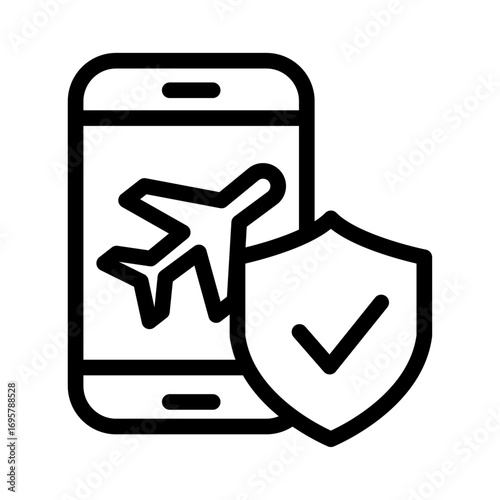 Travel Safety App Line Icon of Travel Safety Icon Set