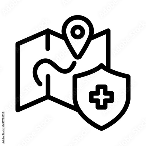 Location Safety Line Icon of Travel Safety Icon Set