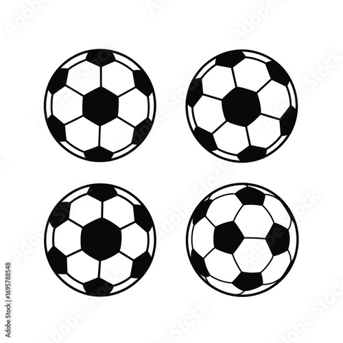 Soccer Ball Illustration Collection of Black and White Football Designs for Sport and Recreation