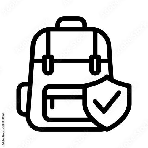 Backpack Security Line Icon of Travel Safety Icon Set