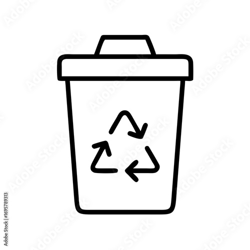 Recycling bin with recycling symbol in minimalistic design  