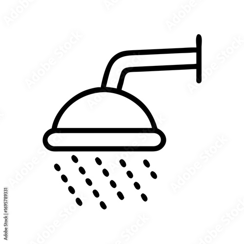 Low flow showerhead icon in minimalist line design  