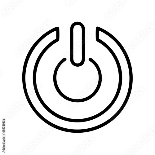Power button icon in simple black outline design  