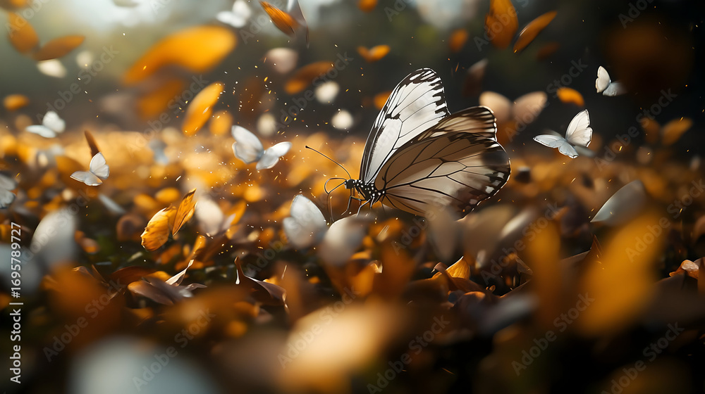 Fototapeta premium Butterfly In Autumn Leaves