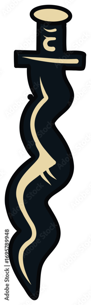 Obraz premium Cartoon Traditional Kris Dagger Illustration