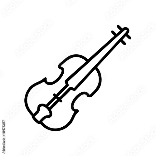 Violin in minimalist design outlined on white background  