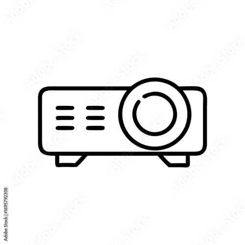 Projector outline icon in minimalist design representing technology  