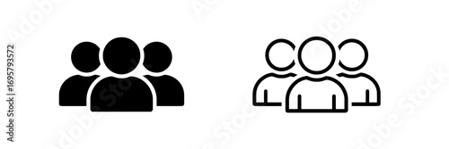People flat icon. Simple team profile illustrations. Line icon and filled icon. Group profile signs