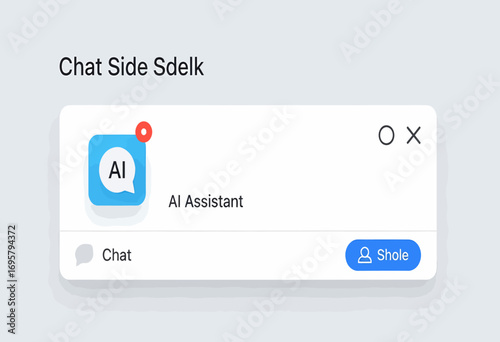 Modern user interface design of a web application pop--up window for an AI assistant chatbot with a notification for user support and engagement