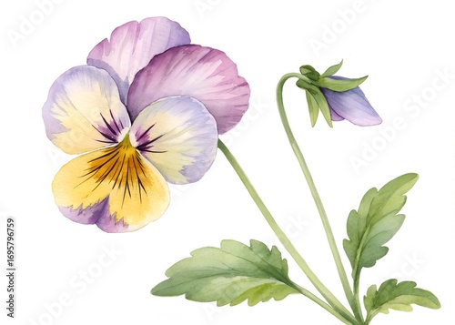 Wallpaper Mural Watercolor painting of a pansy isolated on white background, botanical art Torontodigital.ca