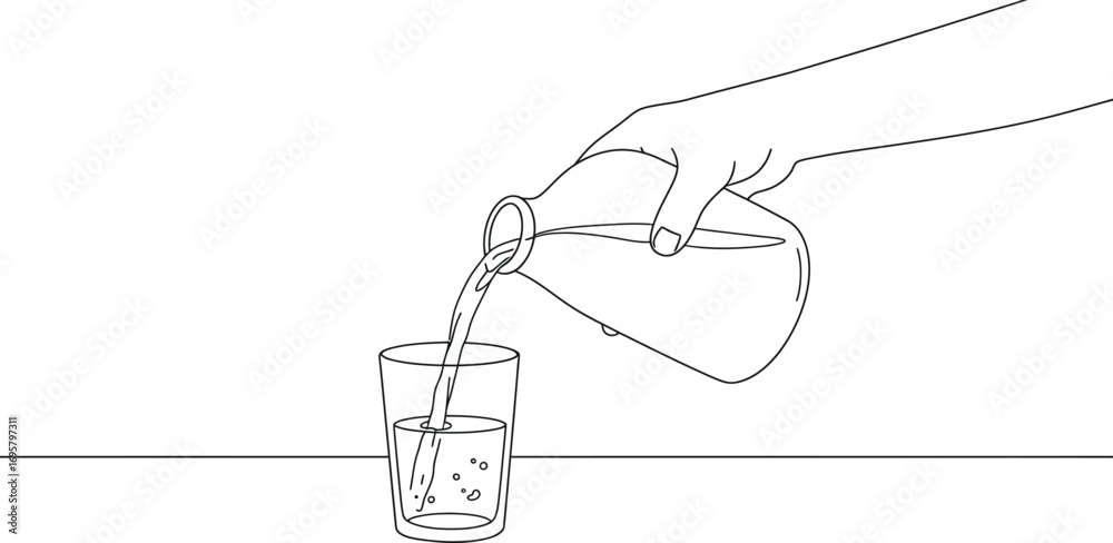 Fototapeta premium a hand pouring liquid from one glass into another