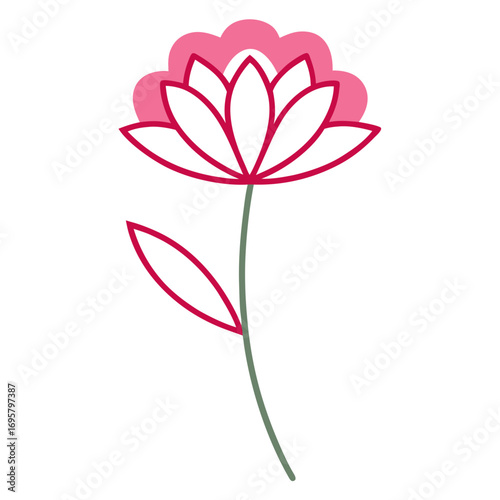  sea thrift pink line art vector on white