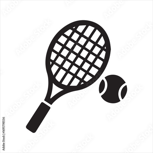 tennis racket and ball vector icon