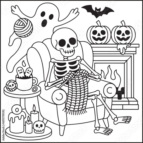 cozy spooky life halloween coloring pages for teens and adults 