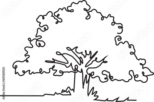 Oak tree vector logo template illustration design black sketch on neutral background