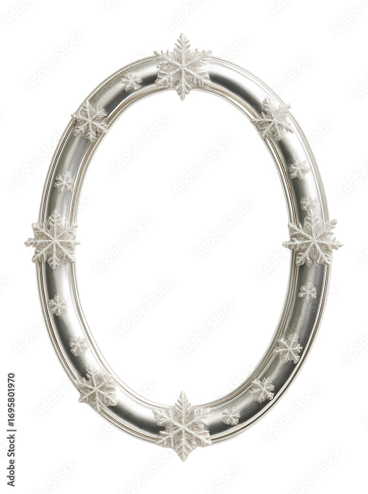 Obraz premium Oval frame with snowflake highlights