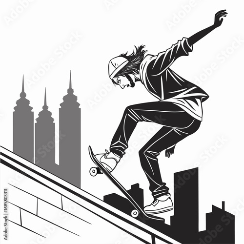 skateboarder silhouette vector