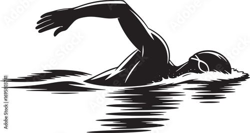 Swimmer Silhouette Vector Illustration for Sports and Athletic Design Projects Artwork