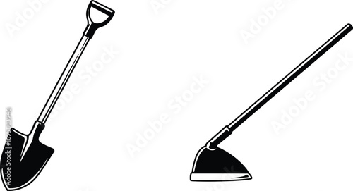 a garden shovel and spade tools for digging