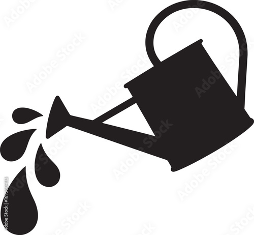 Watering Can Silhouette Vector Illustration for Gardening and Agriculture Designs