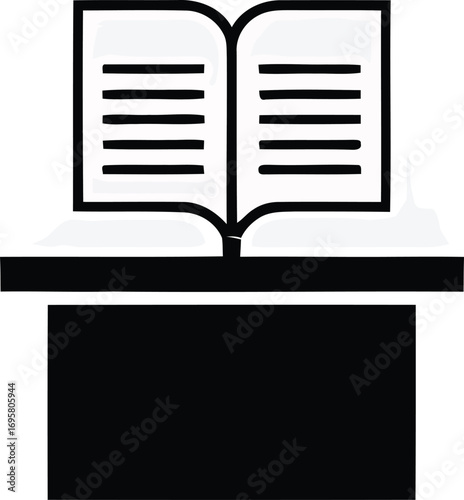 Open Book on Podium Knowledge Learning Education Presentation Public Speaking Lecture
