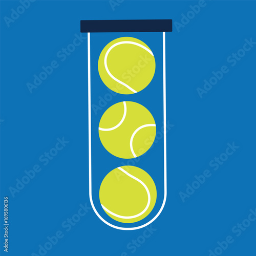Vector illustration of a set of green balls in a case for padel, tennis. Workouts, fitness, padel, tennis.