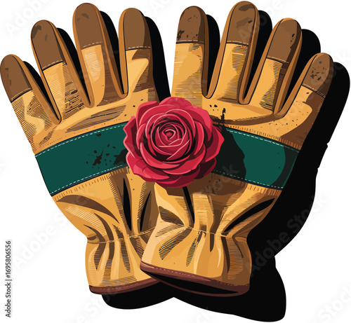 Gardening Gloves with Rose Flower for Gardeners and Horticulture Enthusiasts