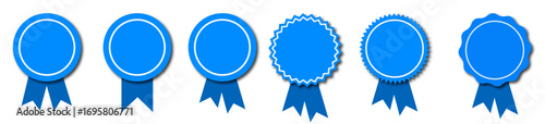 blue award ribbon badge icon. set of premium quality and guarantee labels isolated on white background