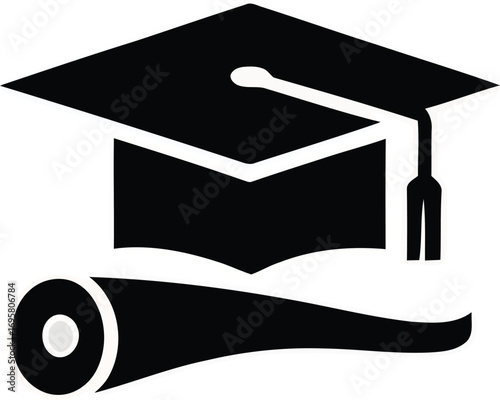 Graduation Cap Diploma Scroll Education Academic Achievement Success Knowledge Learning Icon Symbol